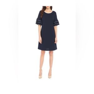 Perceptions Short Ruffle Sleeve Navy Dress